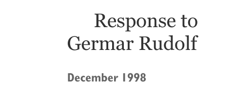 Response to Germar Rudolf, December 1998.